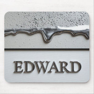 Edward Chrome Naambord Met Druppels Vloeibaar Meta Muismat