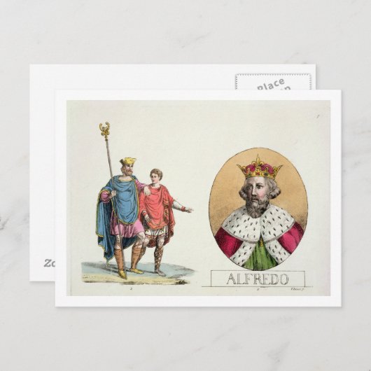 Edward Confessor en de Koning Alfred, plateert 7 Briefkaart (Voorkant / Achterkant)