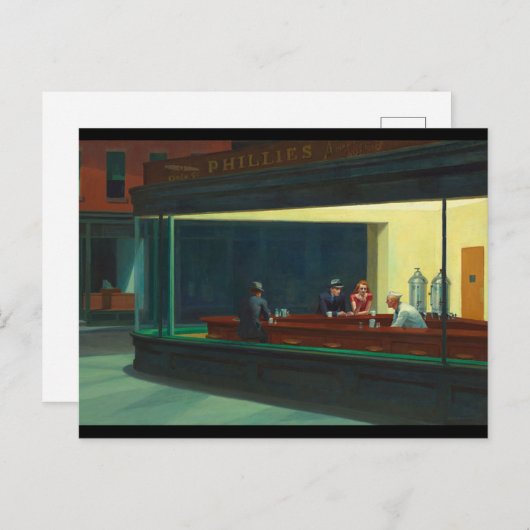 Edward Hopper - Nighthawks Briefkaart (Voorkant / Achterkant)