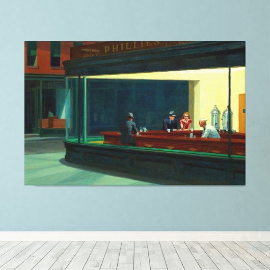 Edward Hopper - Nighthawks Canvas Afdruk (Insitu (Houten vloer))