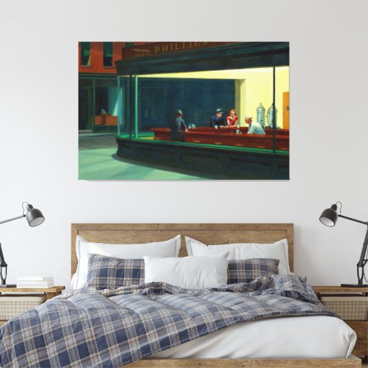 Edward Hopper - Nighthawks Canvas Afdruk (Insitu (Slaapkamer))