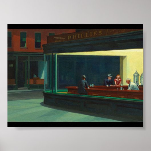 Edward Hopper - Nighthawks Poster (Voorkant)