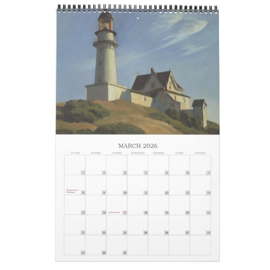 Edward Hopper schilderijen 2026 muurkalender Kalender (Mar 2026)