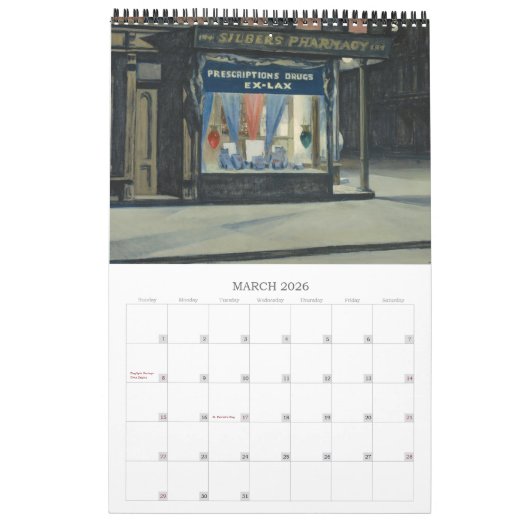 Edward Hopper schildert muurkalender Kalender (Mar 2026)
