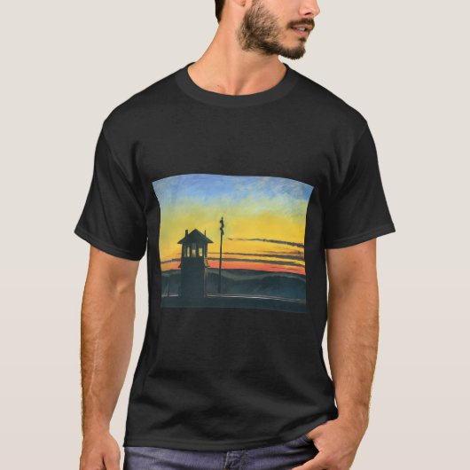Edward Hopper - Spoorweg zonsondergang T-shirt (Voorkant)