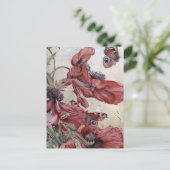 Edward Julius Detmold Poppies en Butterflies Briefkaart (Staand voorkant)