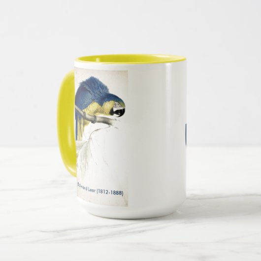Edward Lear Bird Collectie Blue and Yellow Macaw Mok (Voorkant links)
