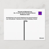 Edward Lear. Dwarf Paraket Macaw. Briefkaart (Achterkant)