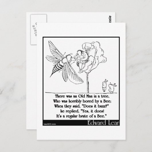 Edward Lear's oude Man in een boomLimerick Briefkaart (Voorkant / Achterkant)