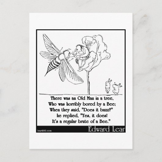 Edward Lear's oude Man in een boomLimerick Briefkaart (Voorkant)