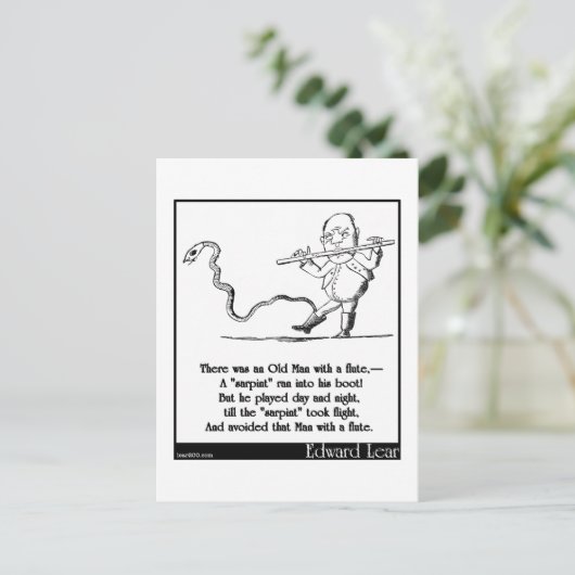 Edward Lear's Oude Man met een fluitLimerick Briefkaart (Staand voorkant)