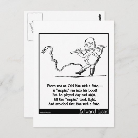 Edward Lear's Oude Man met een fluitLimerick Briefkaart (Voorkant / Achterkant)