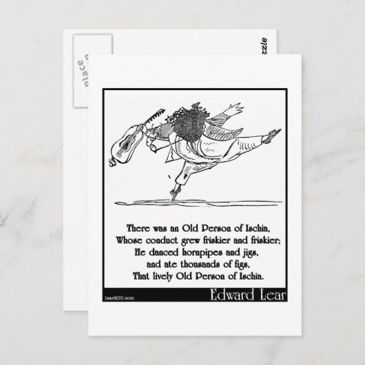 Edward Lear's oude persoon van Ischia Limerick Briefkaart (Voorkant / Achterkant)