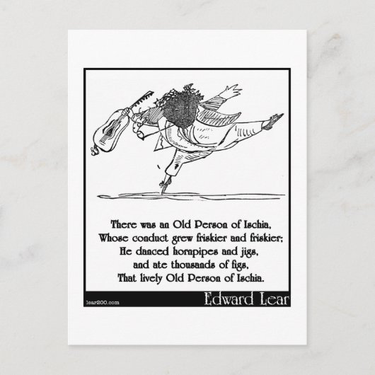 Edward Lear's oude persoon van Ischia Limerick Briefkaart (Voorkant)