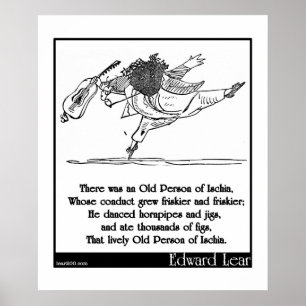 Edward Lear's oude persoon van Ischia Limerick Poster