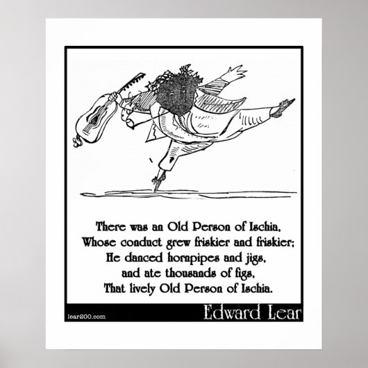Edward Lear's oude persoon van Ischia Limerick Poster (Voorkant)