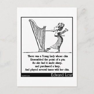 Edward Lear's Young Lady wiens kin Limerick Briefkaart