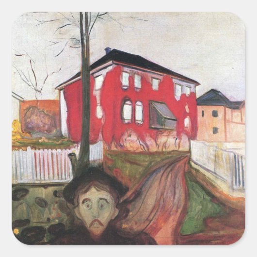 Edward Munch Art Painting Vierkante Sticker (Voorkant)