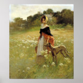 Edward Percy Moran Young Girl en Dog Poster (Voorkant)