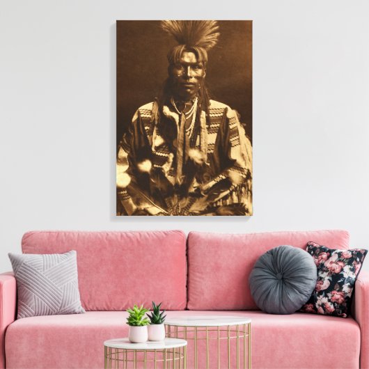 Edward S Curtis A Piegan Dandy Canvas Afdruk (Insitu (Woonkamer))