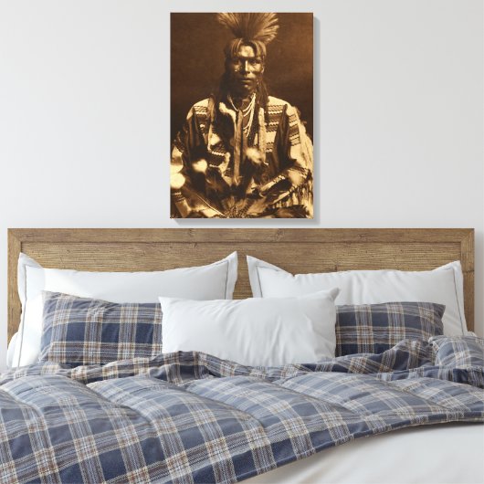 Edward S Curtis A Piegan Dandy Canvas Afdruk (Insitu (Slaapkamer))