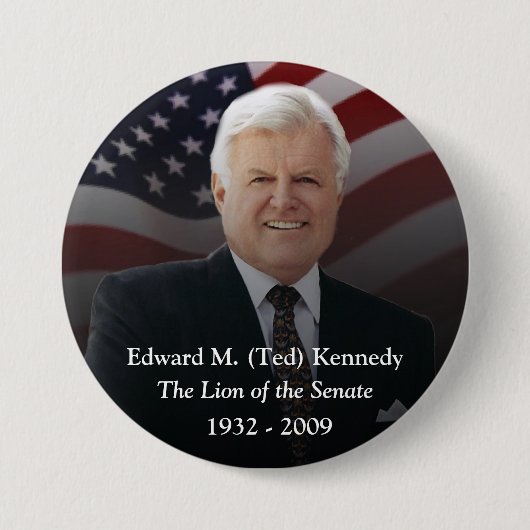 Edward (Ted) Kennedy Memorabilia Ronde Button 7,6 Cm (Voorkant)