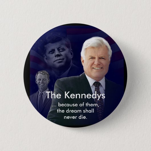 Edward (Ted) Kennedy met Jack en Bobby Pin Ronde Button 5,7 Cm (Voorkant)