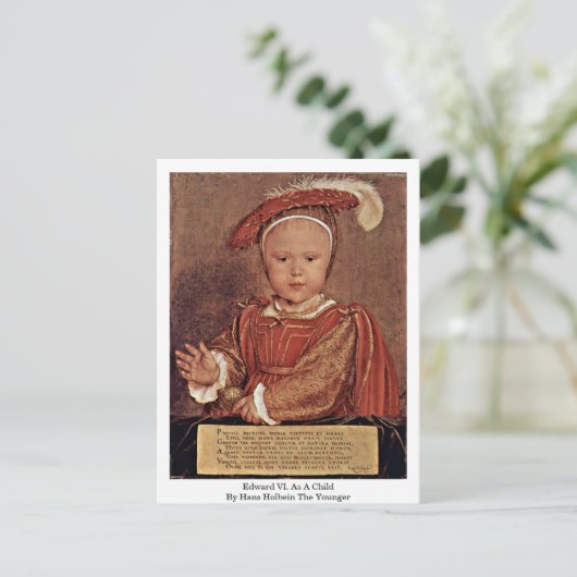Edward Vi. Als kind door Hans Holbein, jongere Briefkaart (Staand voorkant)