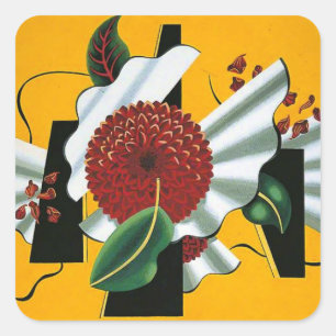Edward Wadsworth, Dahlias, beroemd schilderij Vierkante Sticker
