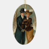 Edwardiaans  paar schaatsen keramisch ornament (Rechts)