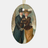 Edwardiaans  paar schaatsen keramisch ornament (Links)