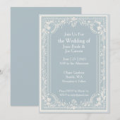 Edwardiaanse blauwe huwelijksuitnodiging kaart (Voorkant / Achterkant)