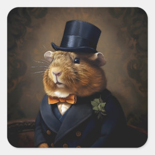 Edwardiaanse cavia meneer vierkante sticker