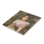  Edwardiaanse dame in roze portret Tegeltje (Zijkant)