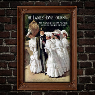 Edwardiaanse Dames Thuis Journaal Magazine Omslag Poster