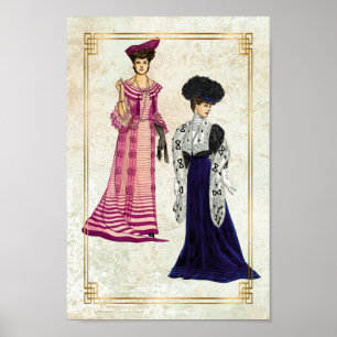 Edwardiaanse Mode Modellen Dayslijtage-persen Poster