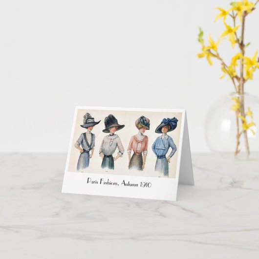 Edwardiaanse Mode uit Parijs 1910 Notecard Kaart (Gele Bloem)