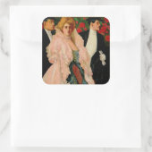 Edwardiaanse Modes Vierkante Sticker (Tas)