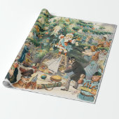 Edwardiaanse Satire Kerstboom Oude Kunstprint Cadeaupapier (Uitgerold)