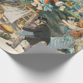 Edwardiaanse Satire Kerstboom Oude Kunstprint Cadeaupapier (Hoek)