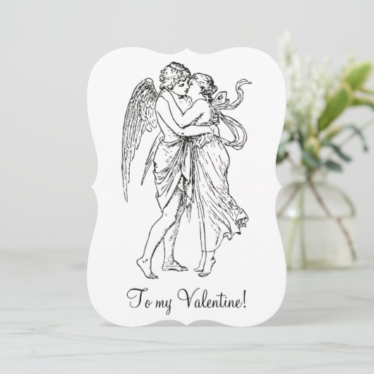  Edwardiaanse Valentijn engel cupido wit Feestdagenkaart (Staand voorkant)