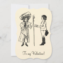 Edwardiaanse Valentijn jongen meisje letter crème Feestdagenkaart
