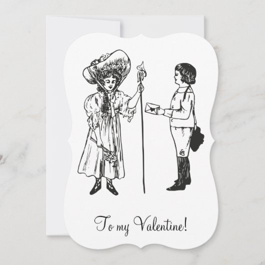  Edwardiaanse Valentijn jongen meisje letter wit Feestdagenkaart (Voorkant)