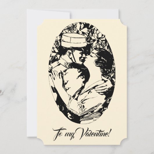  Edwardiaanse Valentijn soldaat vrouwen crème Feestdagenkaart (Voorkant)