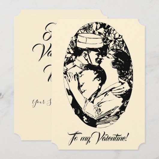  Edwardiaanse Valentijn soldaat vrouwen crème Feestdagenkaart (Voorkant / Achterkant)