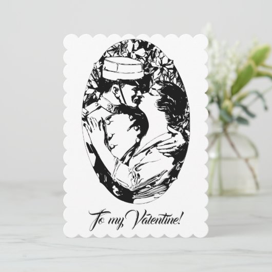  Edwardiaanse Valentijn soldaat vrouwen wit Feestdagenkaart (Staand voorkant)