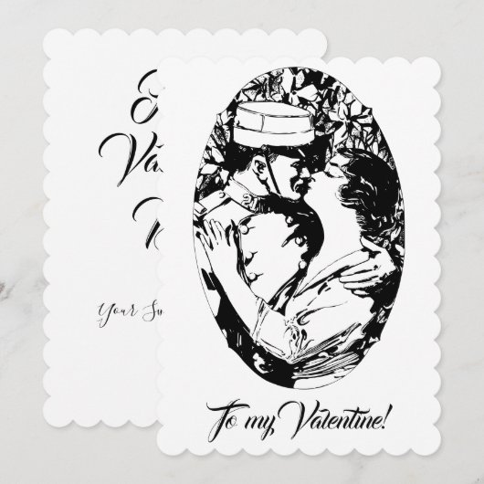  Edwardiaanse Valentijn soldaat vrouwen wit Feestdagenkaart (Voorkant / Achterkant)