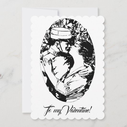  Edwardiaanse Valentijn soldaat vrouwen wit Feestdagenkaart (Voorkant)