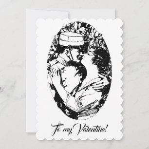 Edwardiaanse Valentijn soldaat vrouwen wit Feestdagenkaart