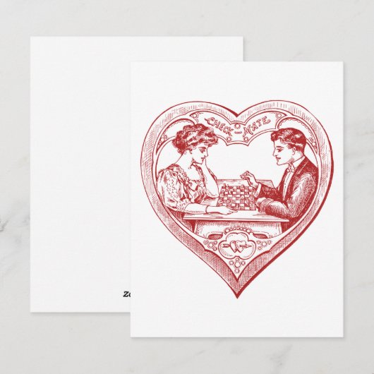 Edwardian Chess Players Valentijn Feestdagenkaart (Voorkant / Achterkant)